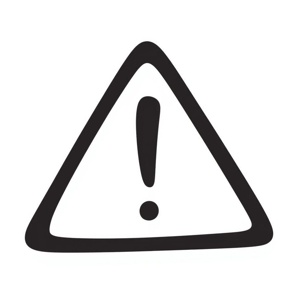 A classic triangular warning sign with an exclamation mark inside. Bright yellow background with black border and black exclamation mark. Hand-drawn doodle style. emoji