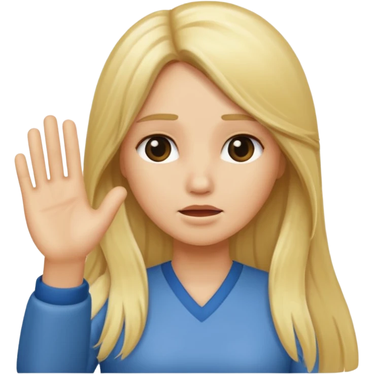 blonde female long hair saying stop emoji