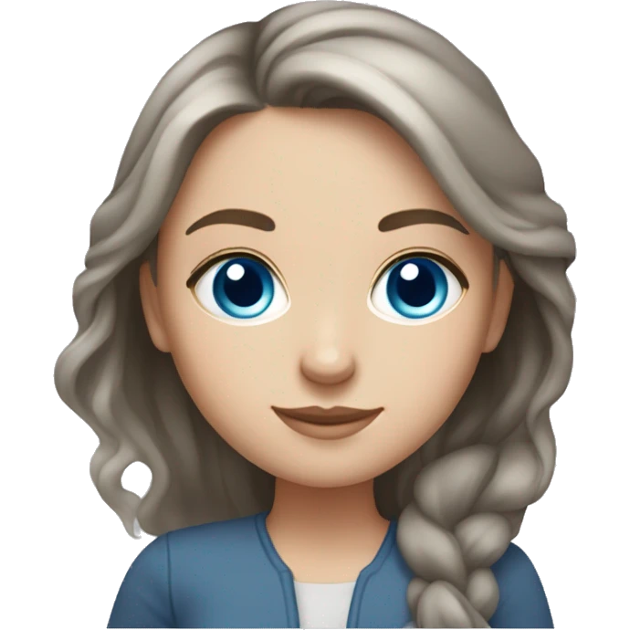 Russian white girl, blue-grey eyes, middle brunette hair, book in hand  emoji