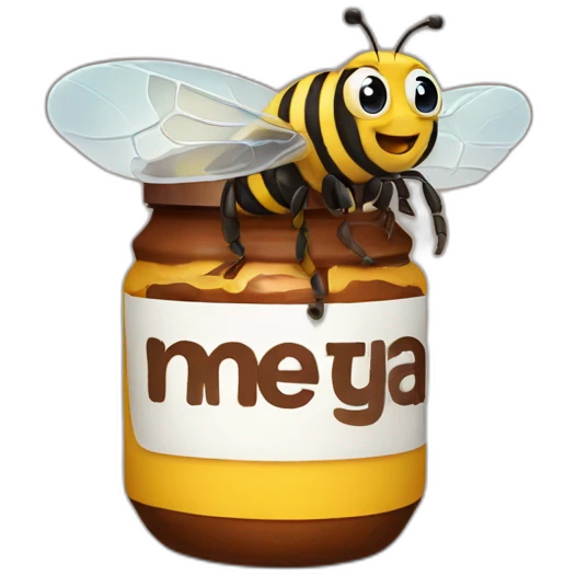 a bee with a nutella jar on his head emoji