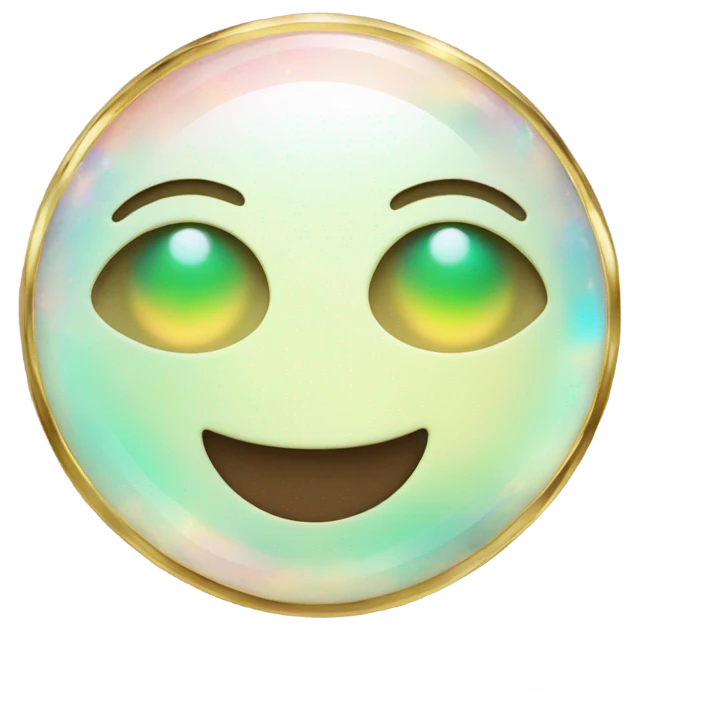 opal gemstone smiling face with gold border emoji