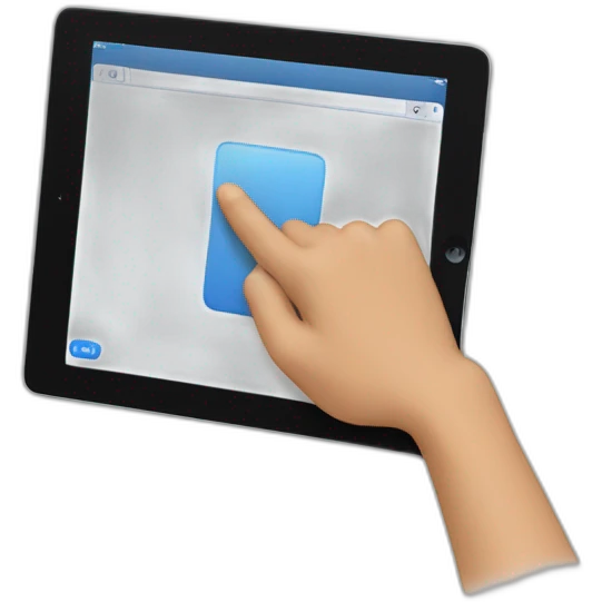 person pointing to an ipad emoji