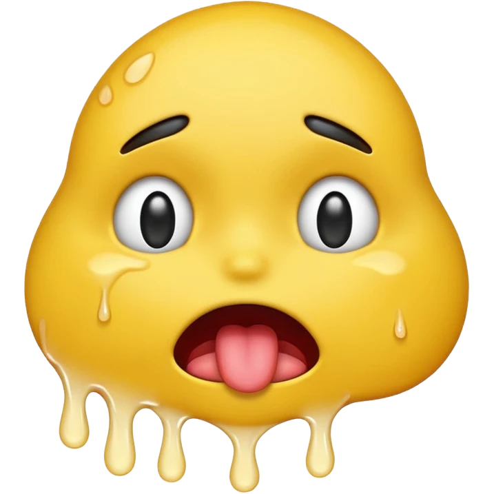 Generate a distressed and sweaty emoji with white tears dripping off of its tongue emoji