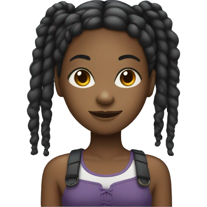 black girl with two dreadlocks pigtails emoji