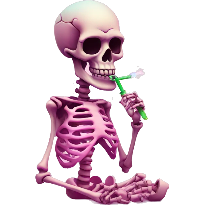 Cute skeleton smoking pink colored hookah  emoji