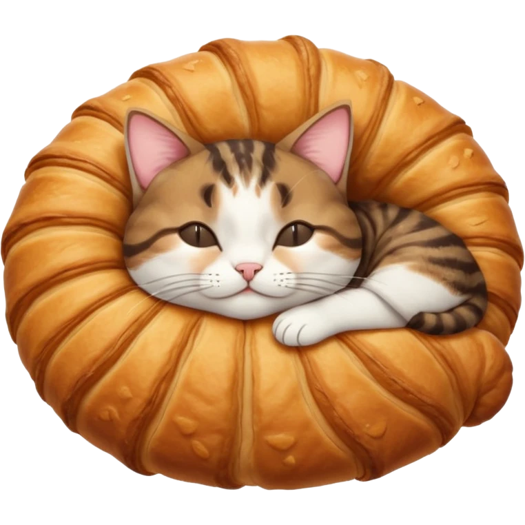 dark brown tabby and white cat in crossaint position upside down with eyes closed emoji