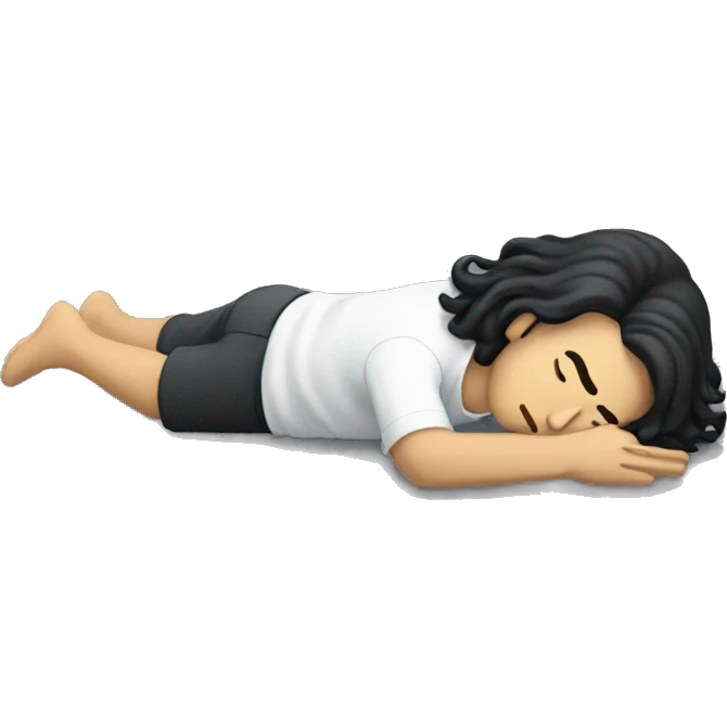 Black long haired white man lying supine unconscious on the ground emoji