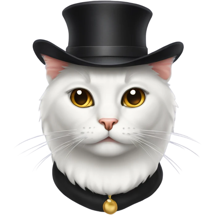 elegant serious cat with hat emoji
