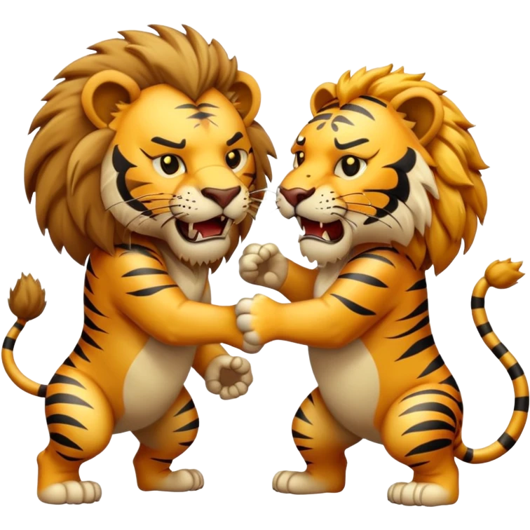 brutal fight between one lion and one tiger  emoji