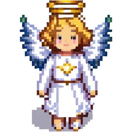angel, pixel art, small wings, golden halo emoji