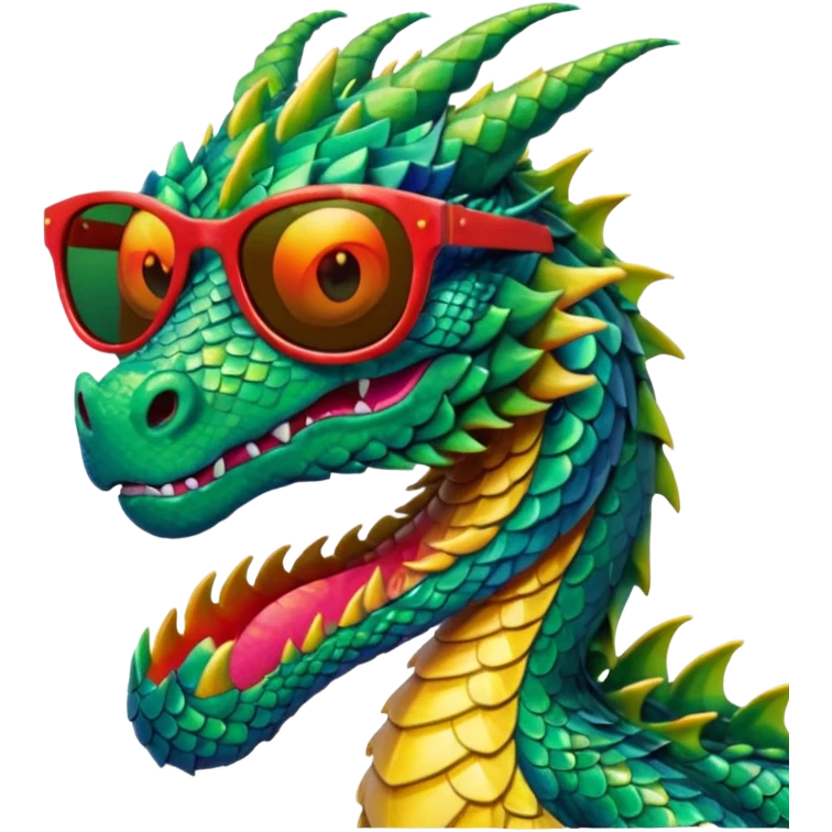 colorful dragon wearing sunglasses emoji