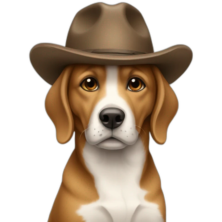 Um cachorro de chapeu emoji