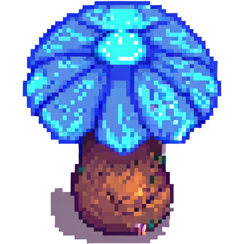 glowing mushroom pixel art with blue glow emoji