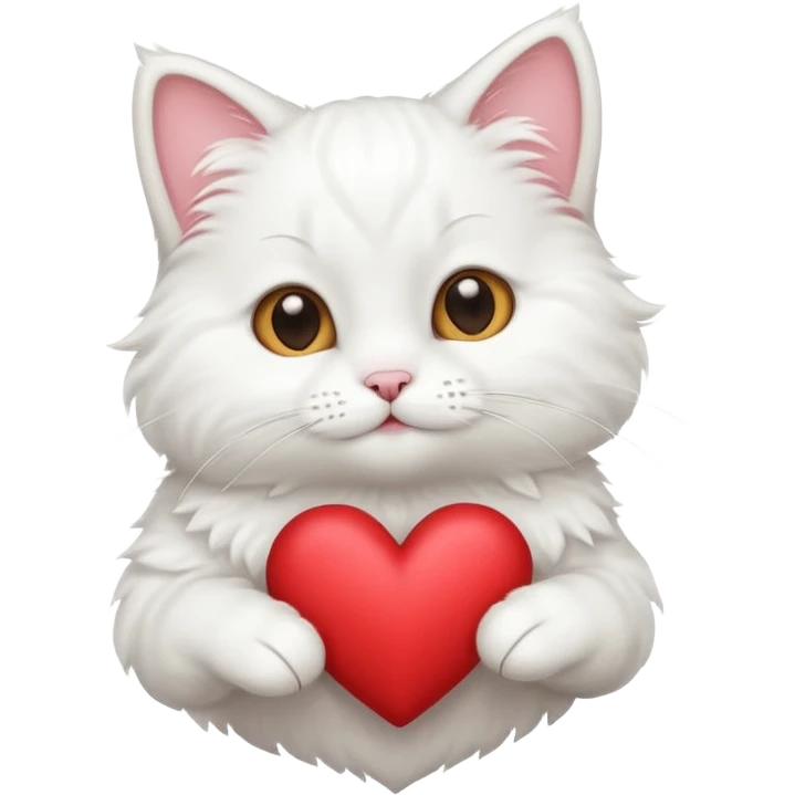 Cute white cat making heart shape with his hand above the head like this🙆‍♂️ emoji