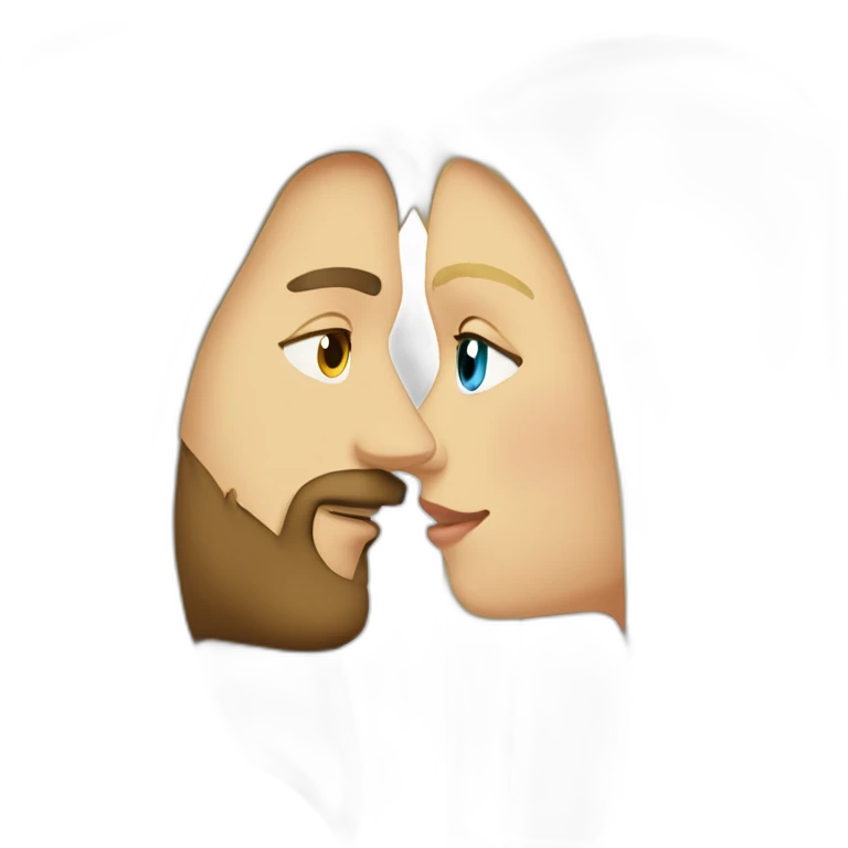 couple kissing -consisting-a-white-girl-with-dark-long-straight-hair,and-a-white-man-with-blonde-hair-blue-eyes-and-beard emoji