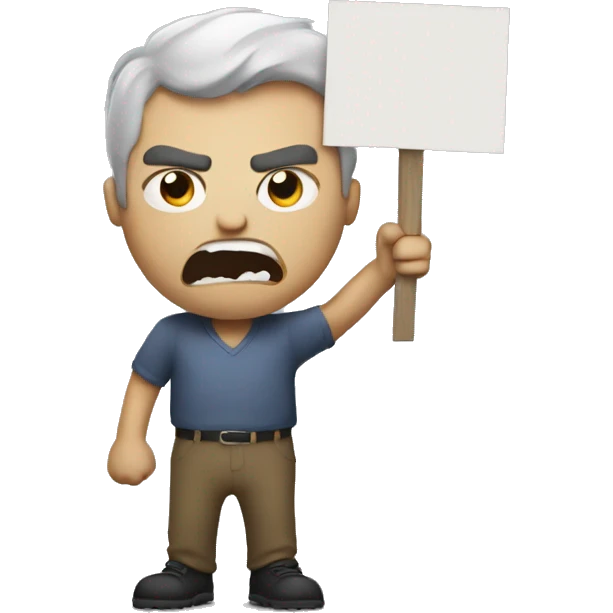 angry man holding a sign that says ITSG emoji