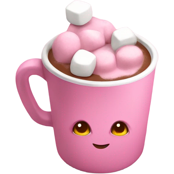 Pink hot chocolate with marshmallows  emoji