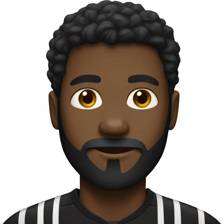 blackman with beard in a soccer shirt emoji