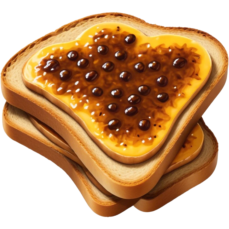 Vegemite on Toast Cinematic Realistic Vegemite on Toast Dish Emoji, depicted as a toasted slice of bread generously spread with Vegemite, rendered with warm textures and crisp details that capture its uniquely Australian flavor. emoji