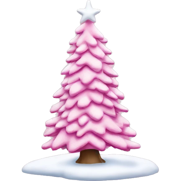 Pink Christmas tree with snow on it emoji