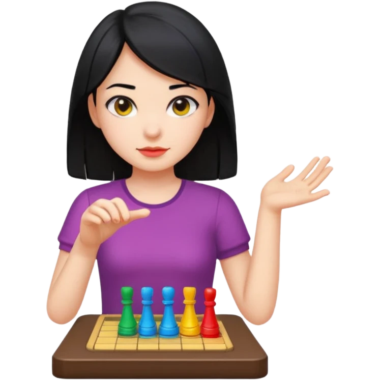 girl with black hair in short sleeves as a game piece emoji