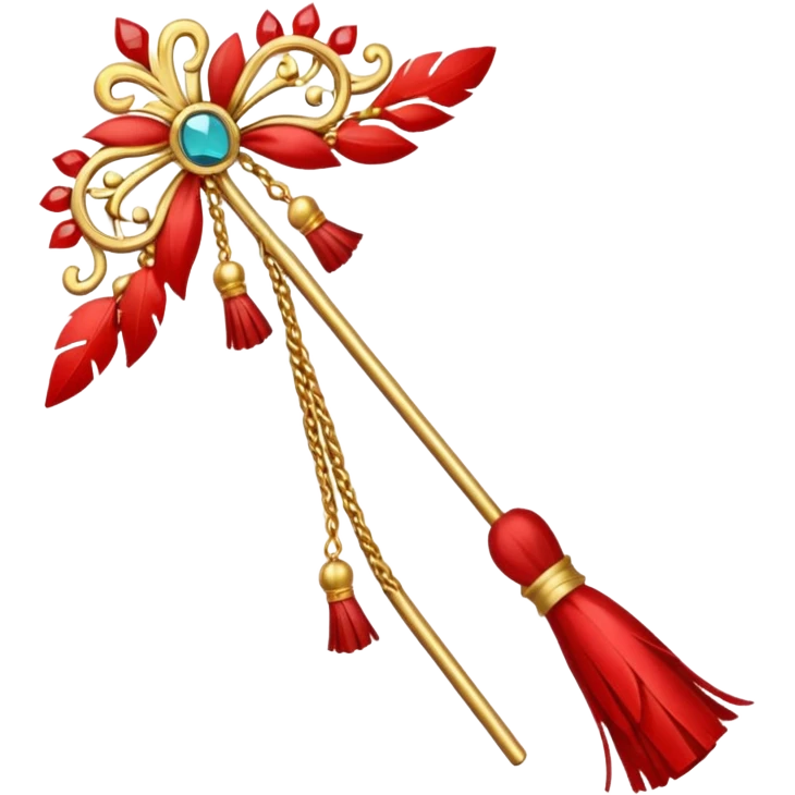 Red & Gold Hairpin – Decorative stick with red tassels.



 emoji