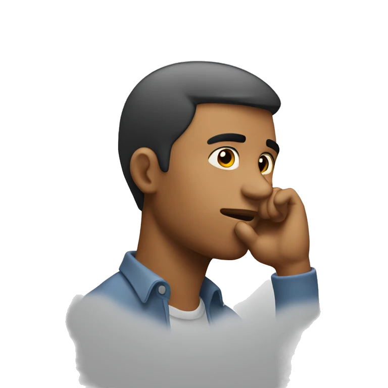 guy thinking with his hand on his chin  emoji