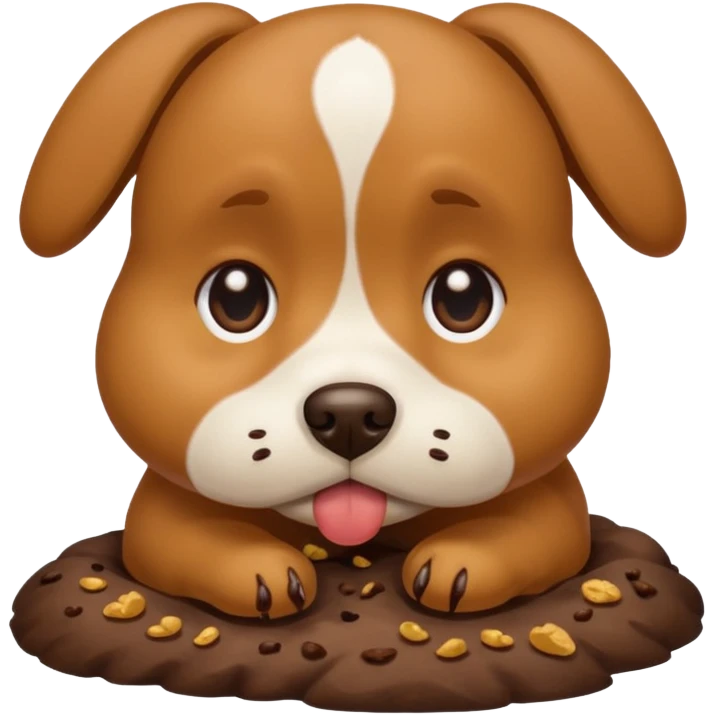 a dog eating poop emoji