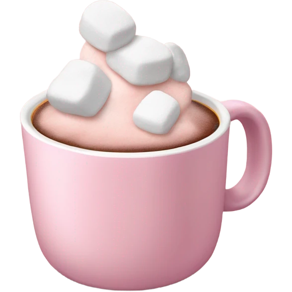 Light Pink mug of hot chocolate with marshmallows  emoji