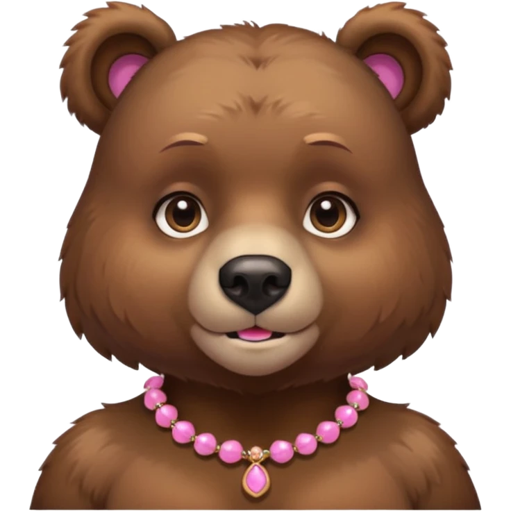 bear with pink necklace and earings emoji