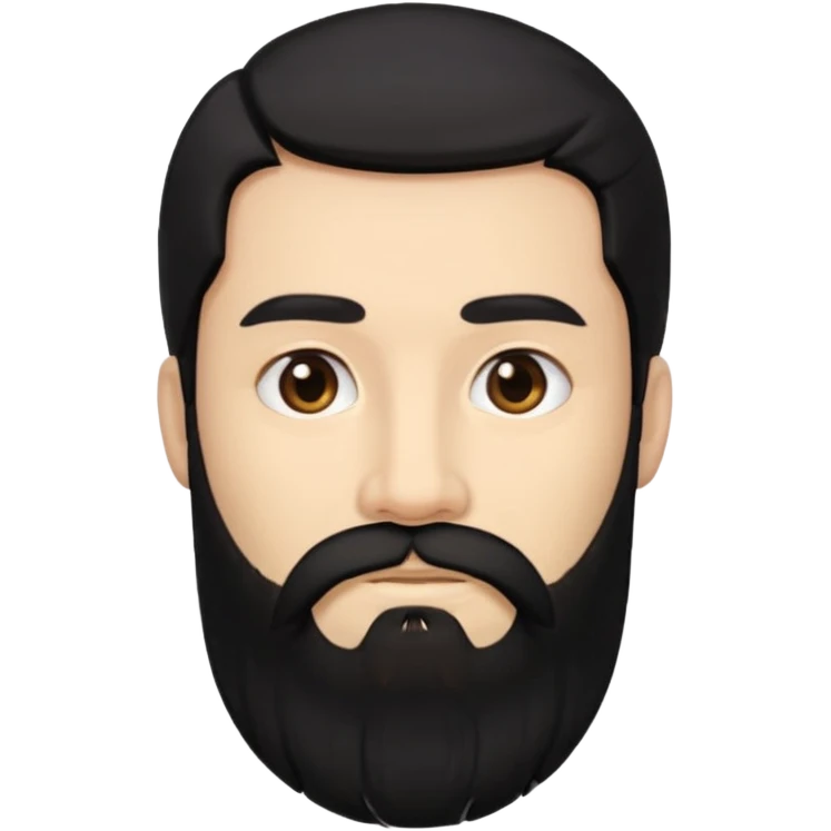 middle length black hair man with long beard emoji