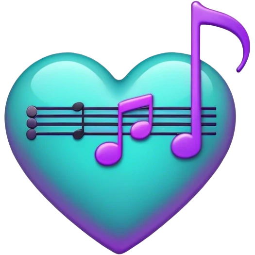 Teal and Purple music heart emoji