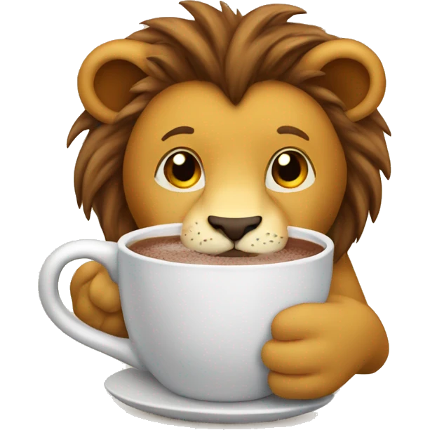 Lion drinking hot chocolate  emoji