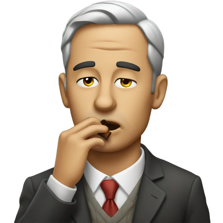 Man shedding tears with cigar in his mouth emoji
