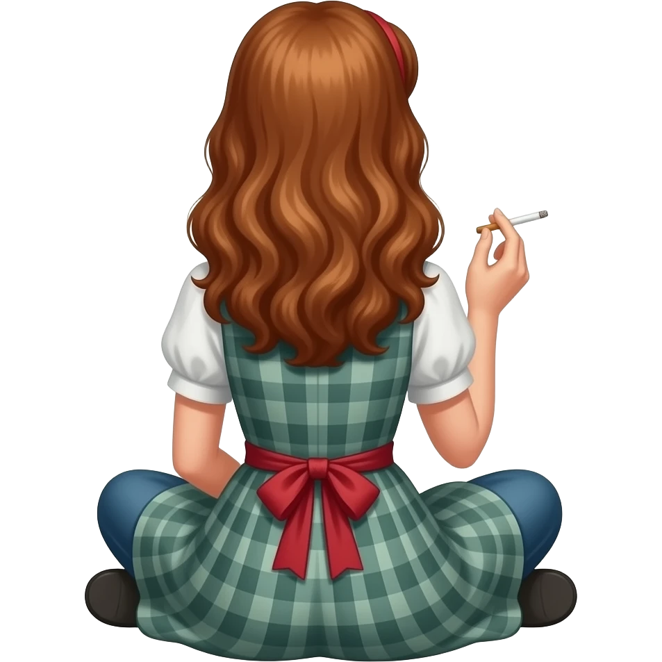 Dorothy Gale sitting down from behind Smoking a blunt emoji
