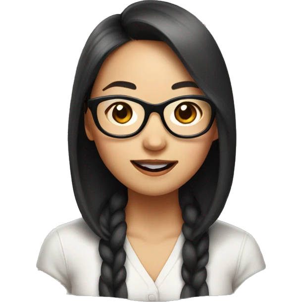 asian woman with glasses beautiful blush tongue out emoji