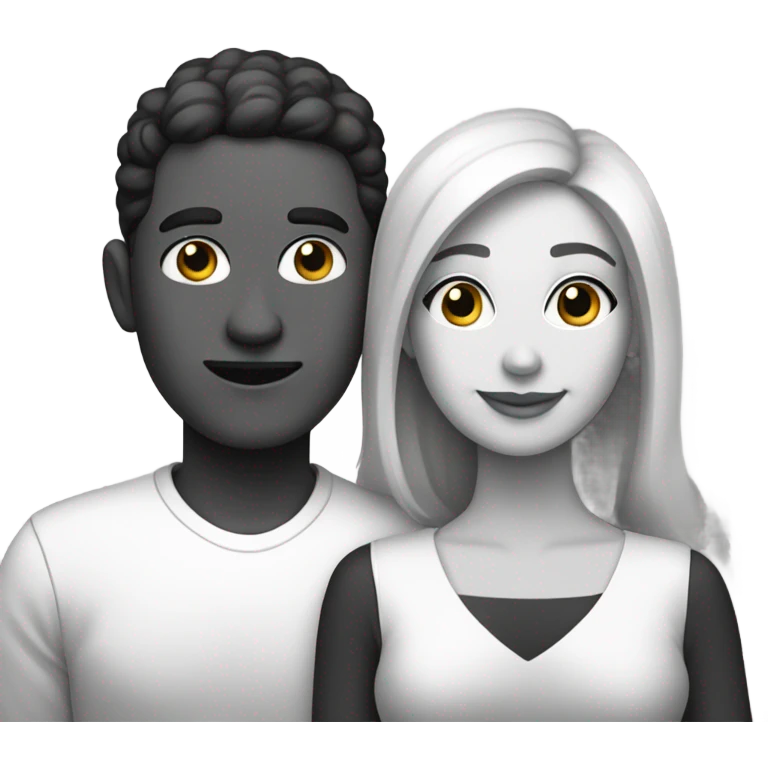 monochrome portrait of couple emoji