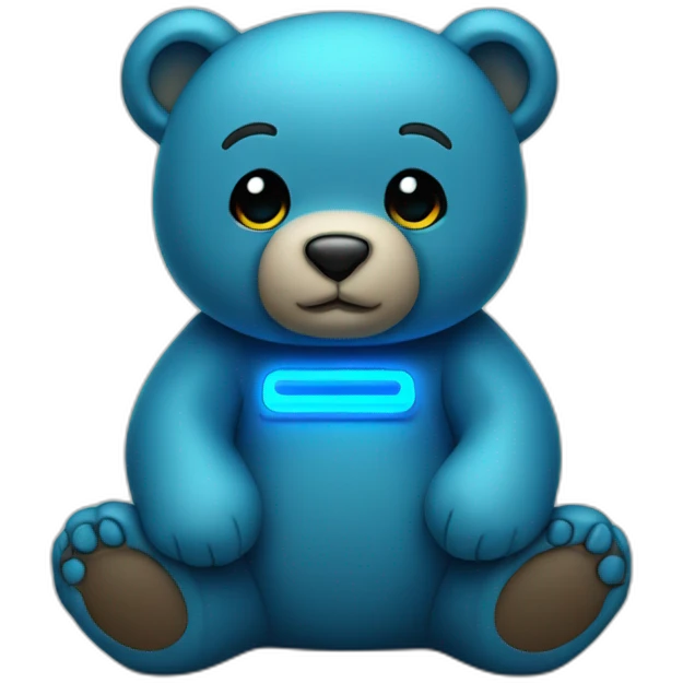 little blue neon bear sitting emoji