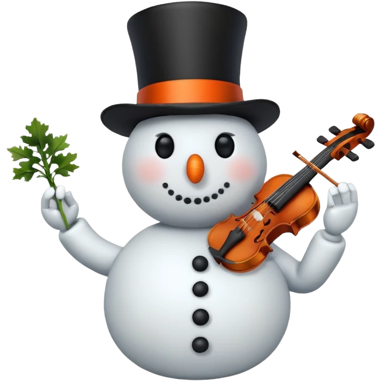 Snowman with Musical Instrument violin emoji