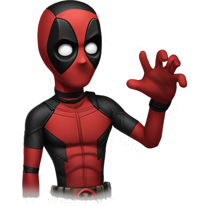 dead pool suprised  and put his both hands on mouth like in movies emoji