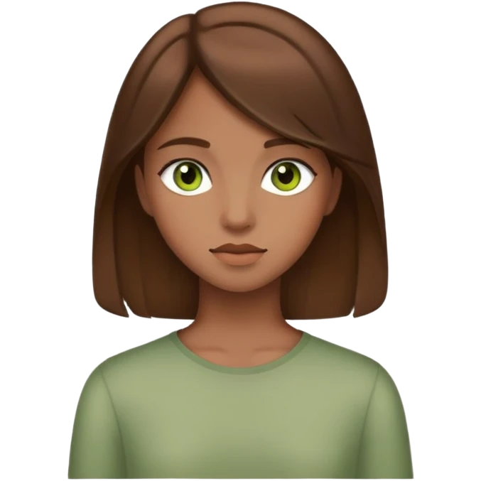 girl with brown hair with greenish brown eyes emoji
