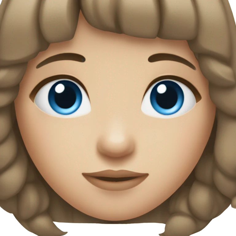 Girl with brown hair and bangs and blue eyes emoji