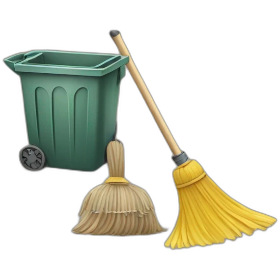 Broom and trash bin emoji