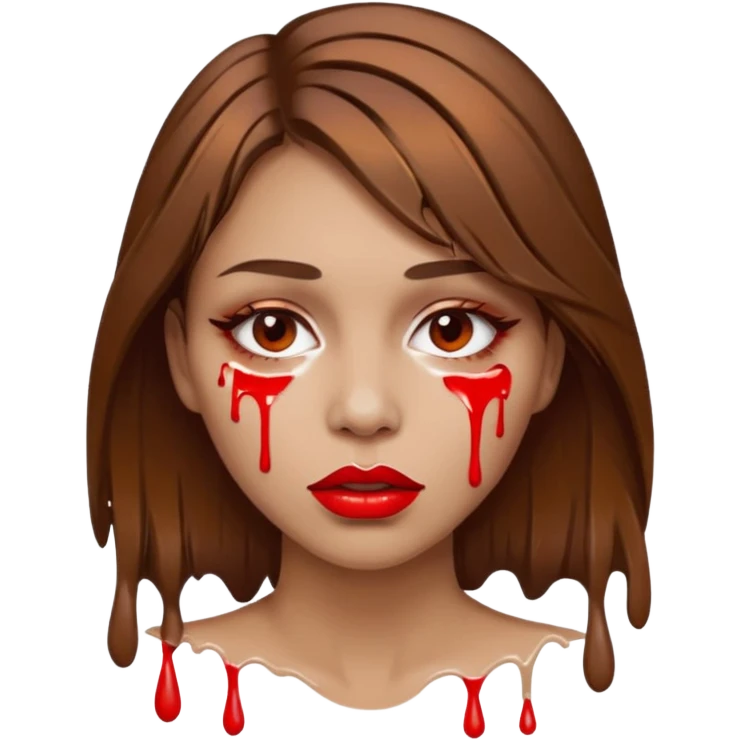 Brown Hair Woman , white paint , drip, face, hot  Sexy, lips emoji