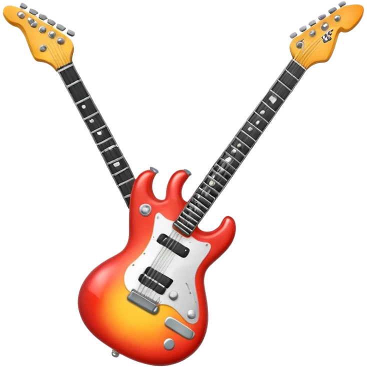 A 3D Apple-style emoji showing the word "ROCK" in bold metallic letters, with a small electric guitar leaning on the text, vibrant glowing effect, playful and energetic cartoon style, symbolizing rock music. emoji