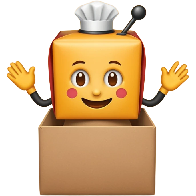 Create an emoji I DONT WANT IT TO BE A JACK IN THE BOX, imagine it is a round face with hands turning a jack in the box that isnt actually there emoji
