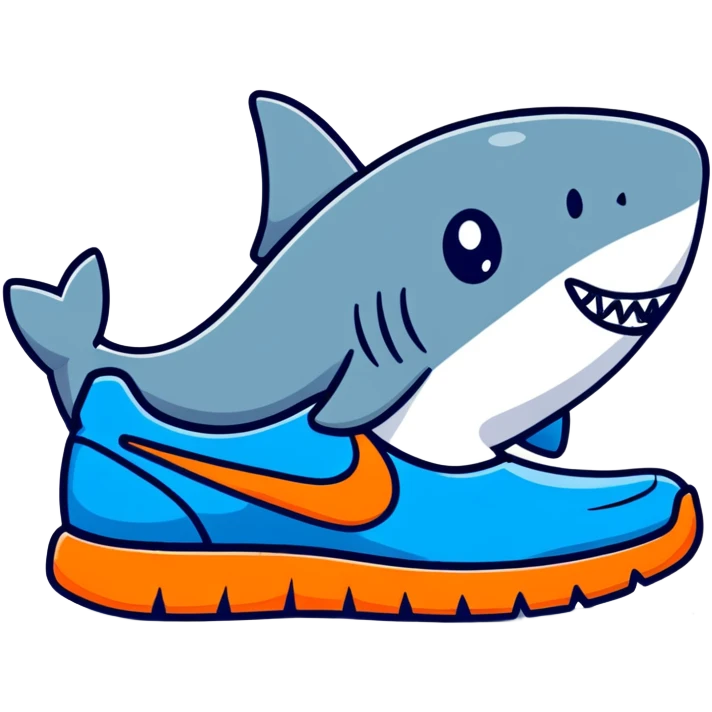 cool cartoon shark with blue Nike shoes emoji