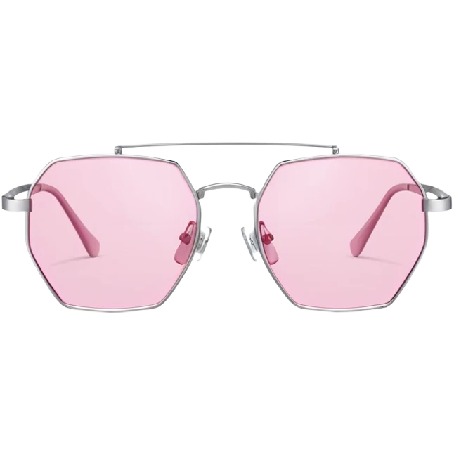 Y2K thin metal frameless pink glasses with geometric shaped lenses, 2000s style emoji