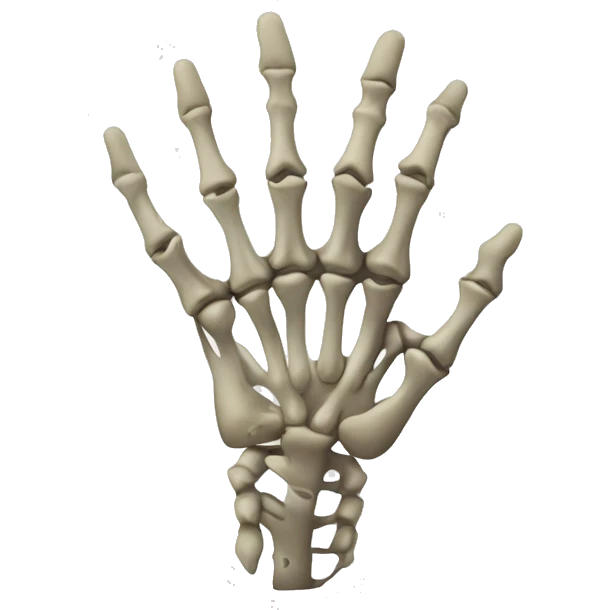 Skeleton hand with 2 fingers up emoji