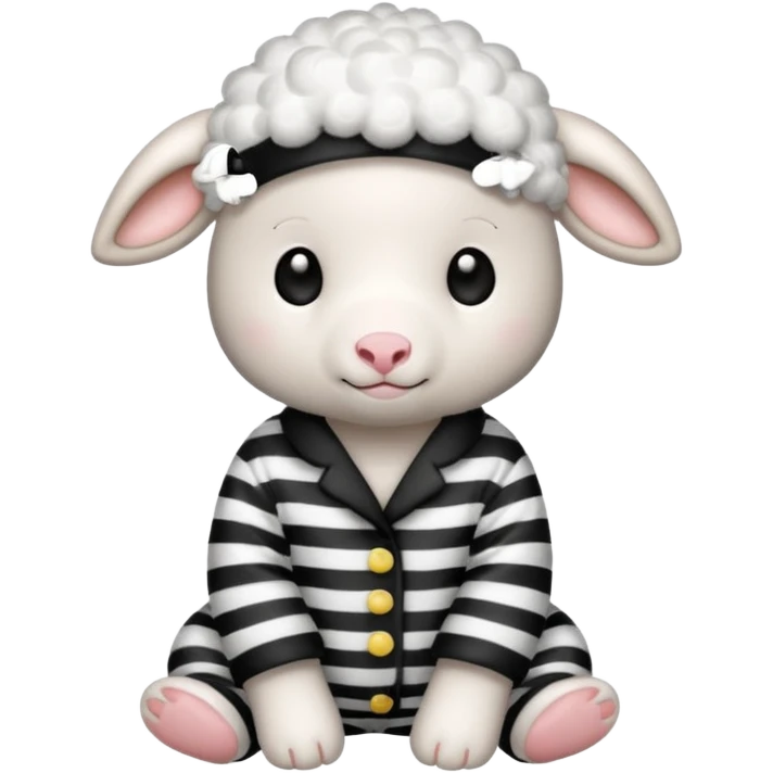 Little lamb in black and white pajamas  emoji